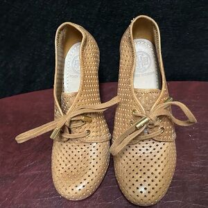 Tory Burch Tan Perforated Flats